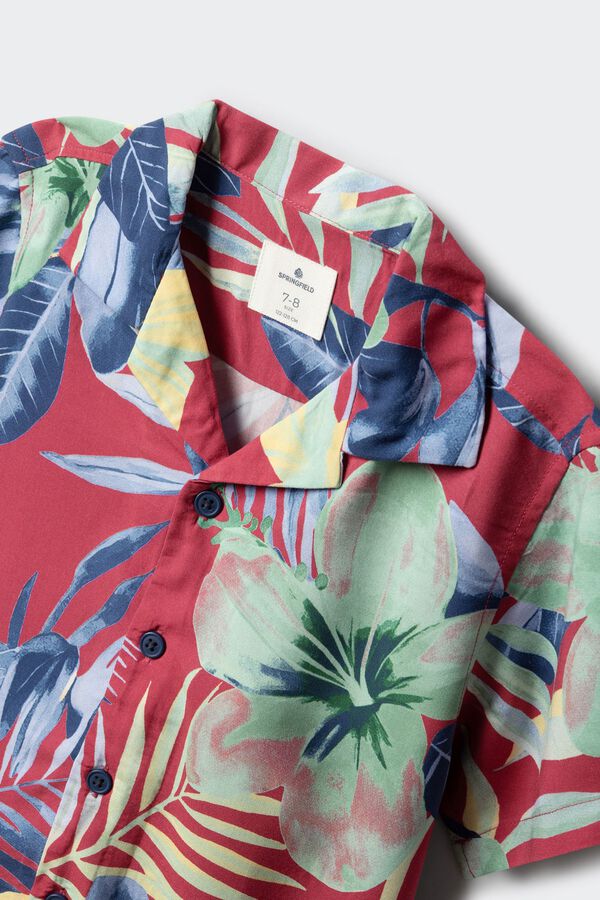 Springfield Kids Dečija ko&scaron;ulja kratkih rukava sa cvetnim dezenom Crvena