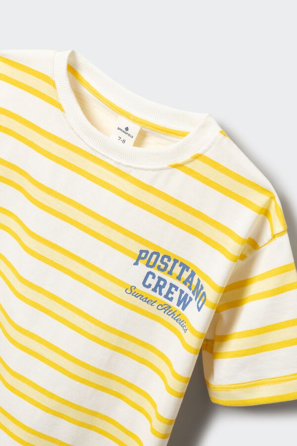 Springfield Kids Majica kratkih rukava sa vertikalnim prugama za dečake Žuta