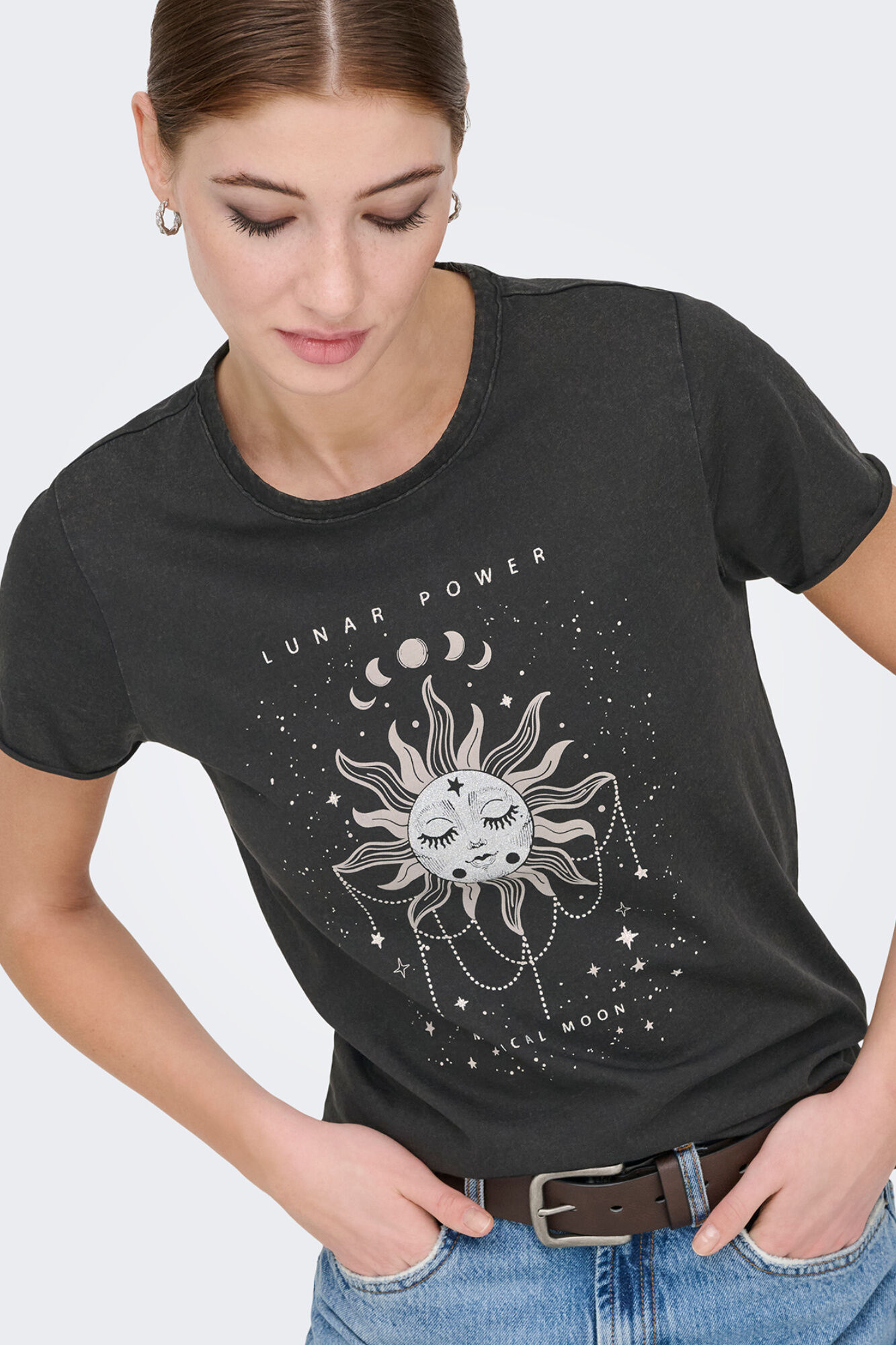 Only T-shirt de manga curta estampada