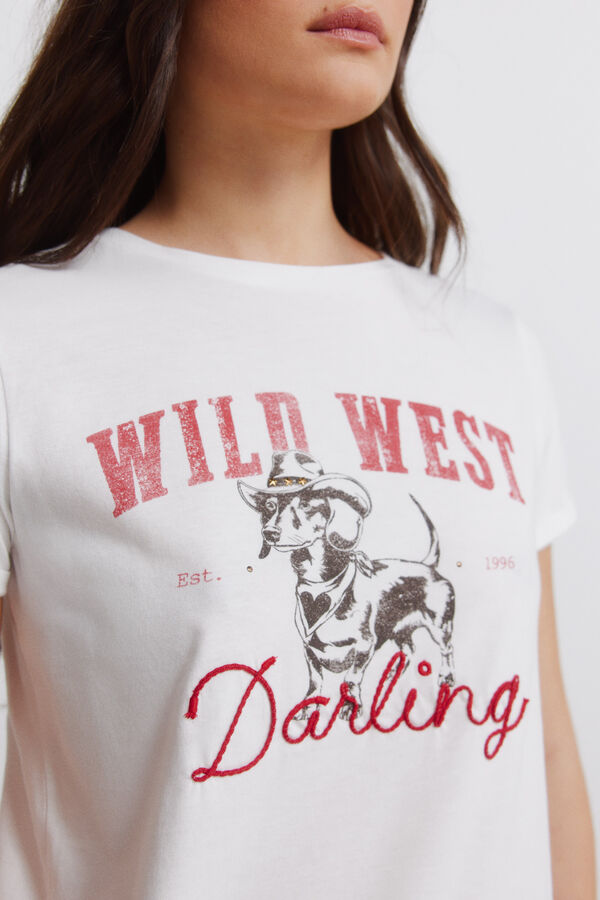 Springfield Majica kratkih rukava od pamuka "cowgirl" Bež