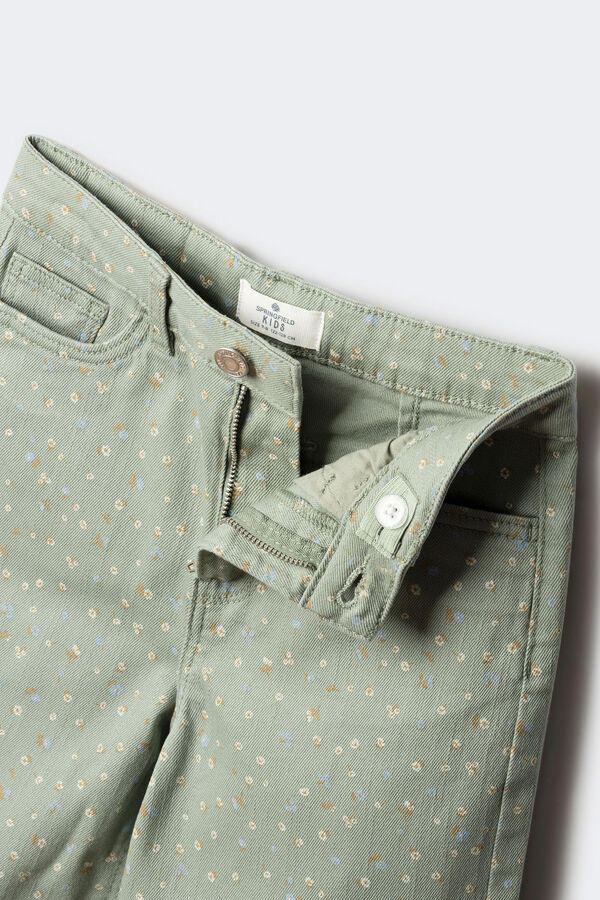 Springfield Kids Culotte pantalone sa cvetovima za devojčice Zelena