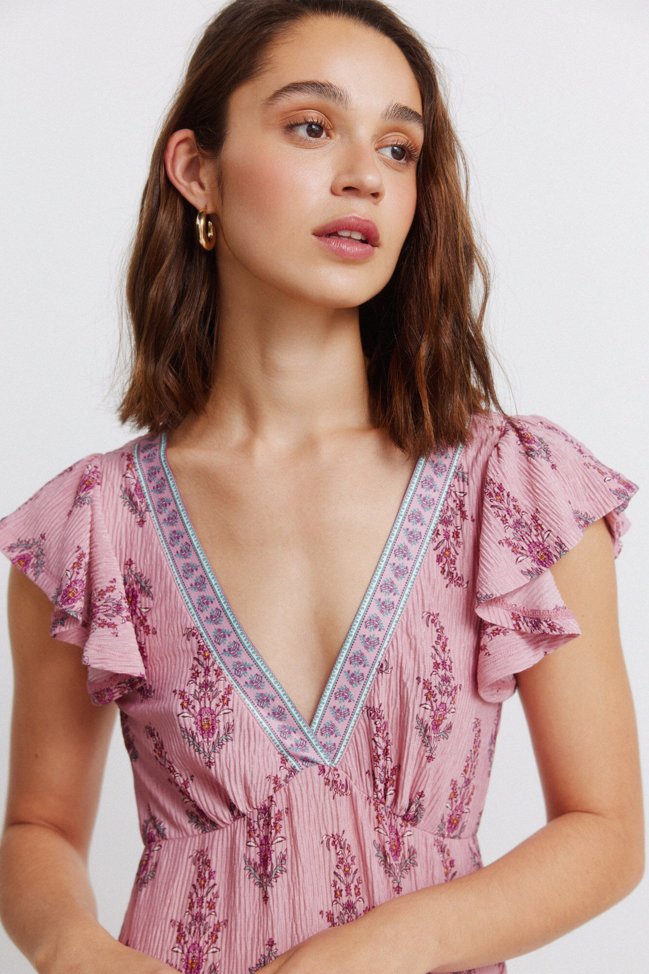 Springfield Vestido midi volantes cenefa