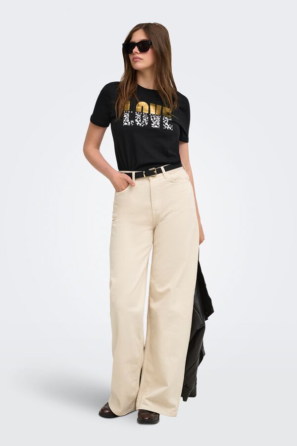 Only Camiseta dibujo frontal negro