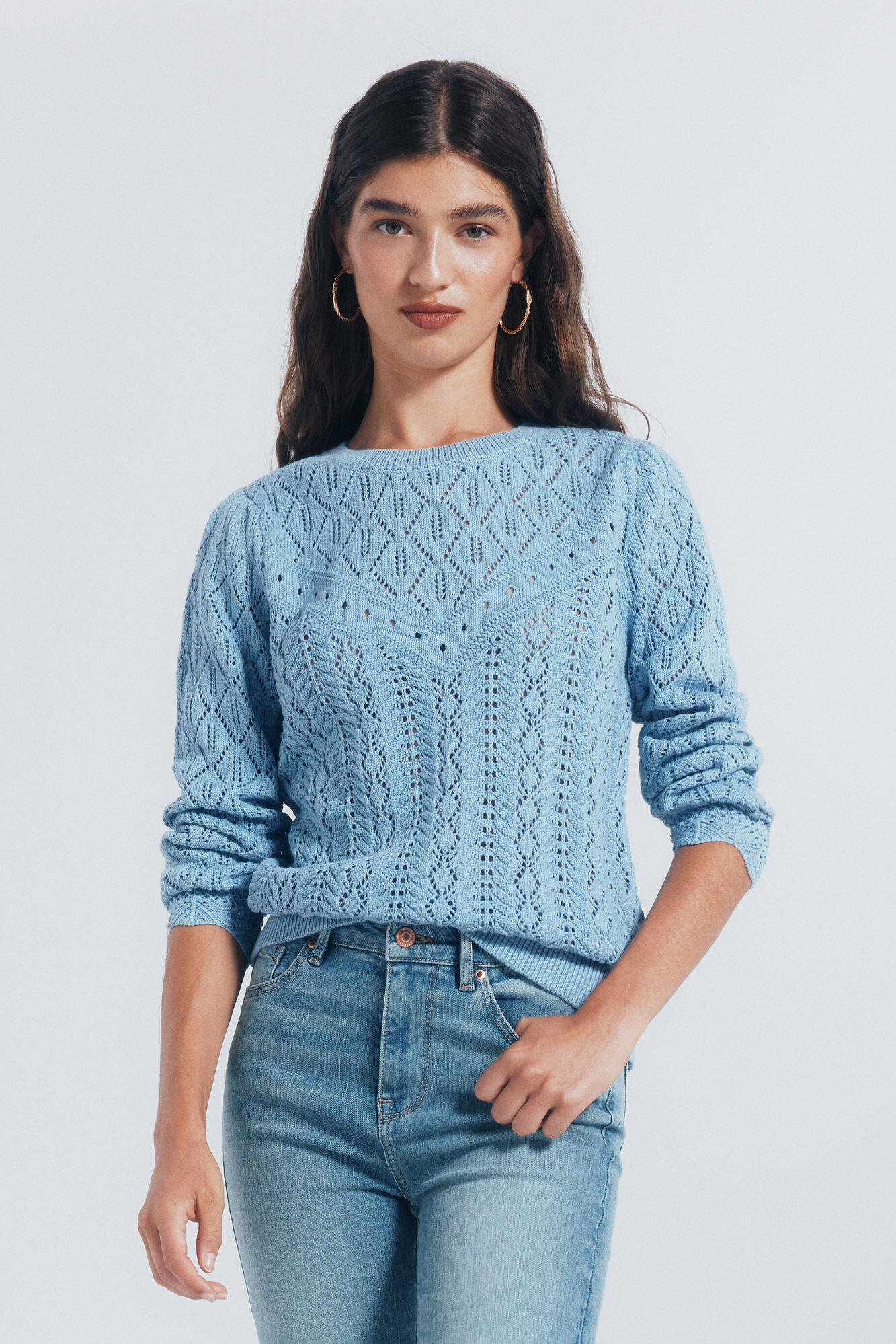 Springfield Pleteni džemper sa rupičastim motivima