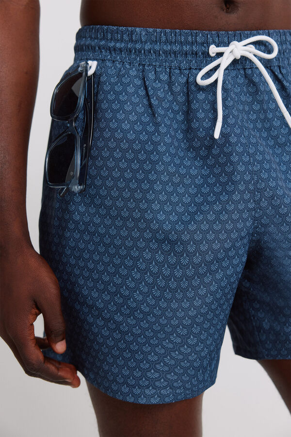 Springfield Kupaći kostim sa mozaik printom i džepom sa rajsfer&scaron;lusom Plava