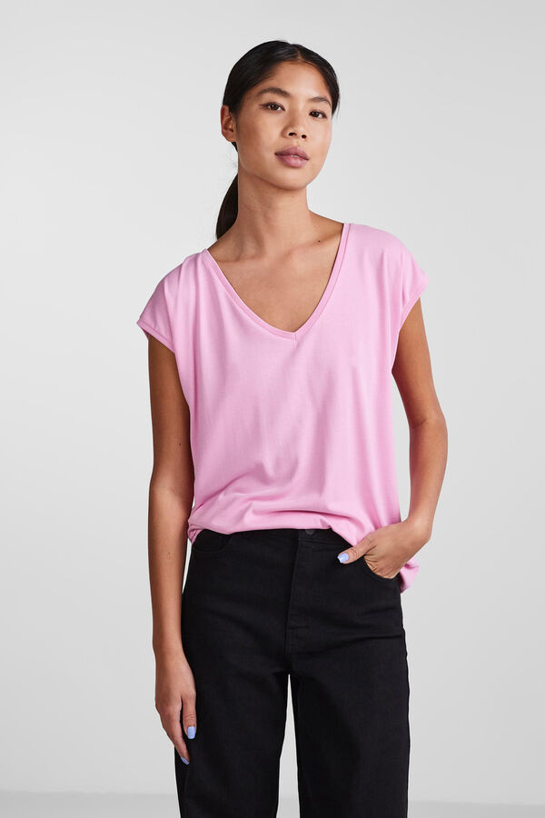 Pieces Camiseta b&aacute;sica manga corta morado/lila
