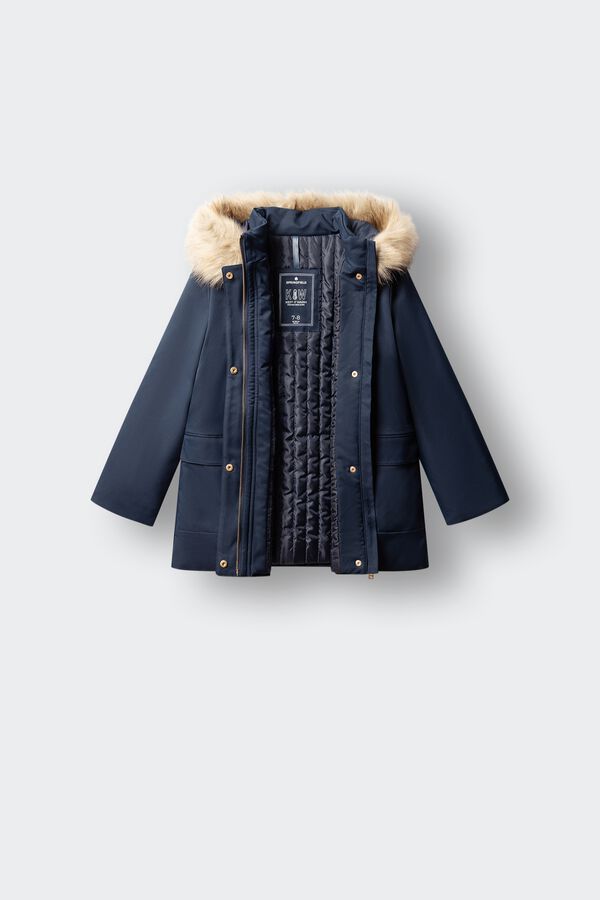 Springfield Kids Parka za devojčice sa bro&scaron;em Plava