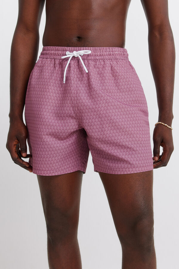 Springfield Kupaći kostim sa printom li&scaron;ća i džepom sa rajsfer&scaron;lusom Bordo