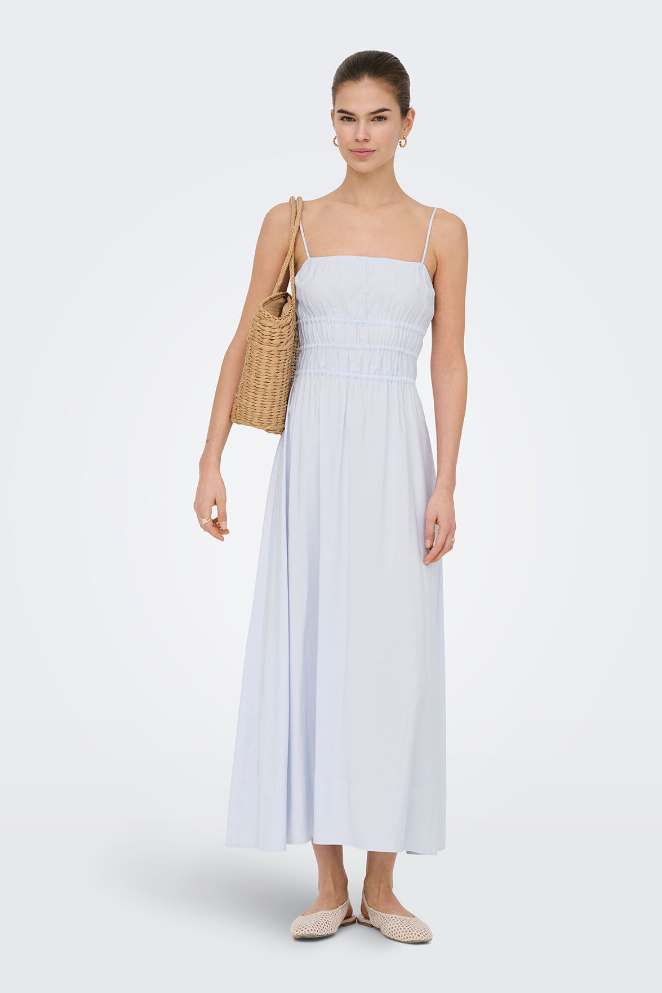 Only Vestido comprido com detalhes franzidos