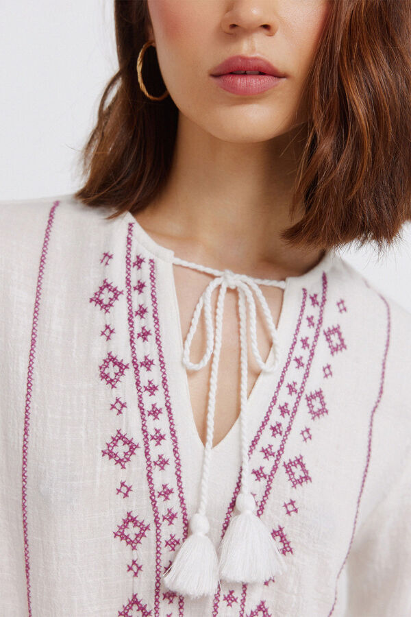 Springfield Bluza dugih rukava sa dezenom bordure Bež