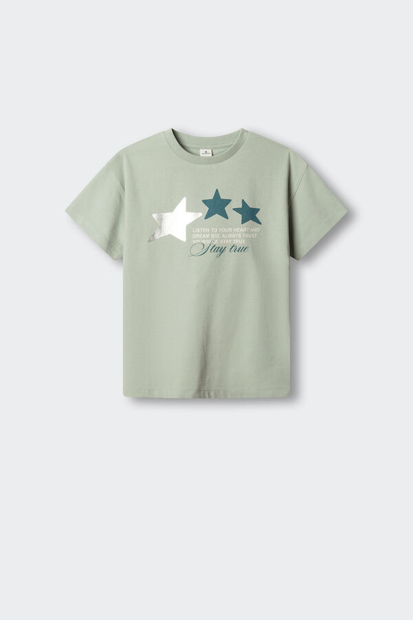 Springfield Kids Majica kratkih rukava "Stay True" za devojčice Zelena