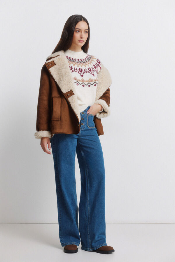 Springfield Boho žakard džemper Bež