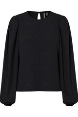 Pieces Top textura fruncido pu&ntilde;os negro