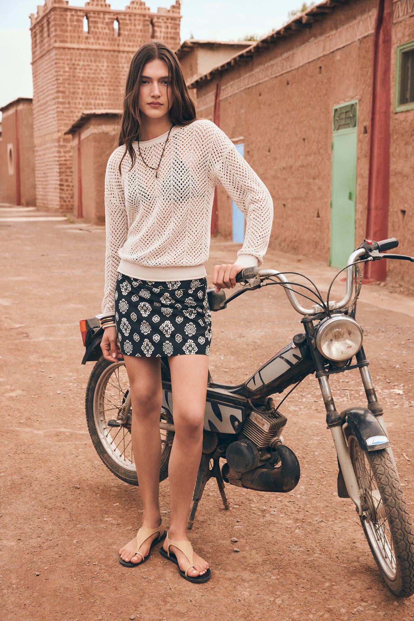 Springfield Falda corta lino estampado &eacute;tinico