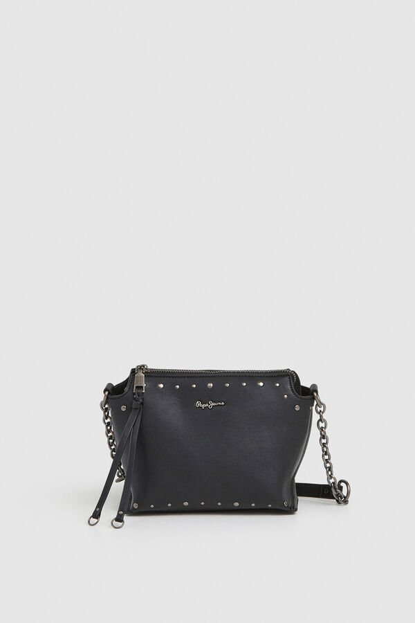 Pepe Jeans Bolsa transversal com efeito de couro e tachas preto