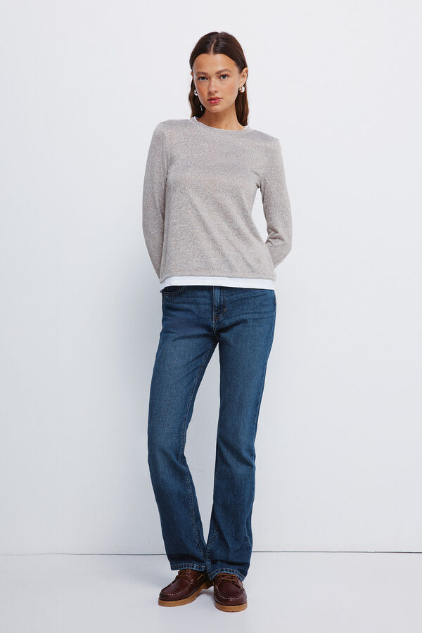 Springfield Majica sa dvostrukim efektom odeća, mekana na dodir Braon