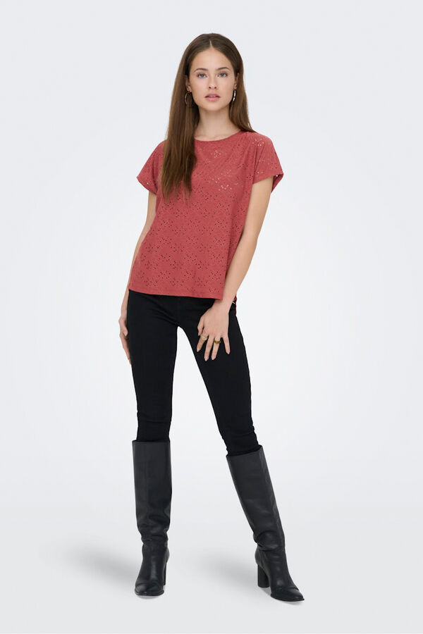 Only T-shirt regular fit manga curta vermelho