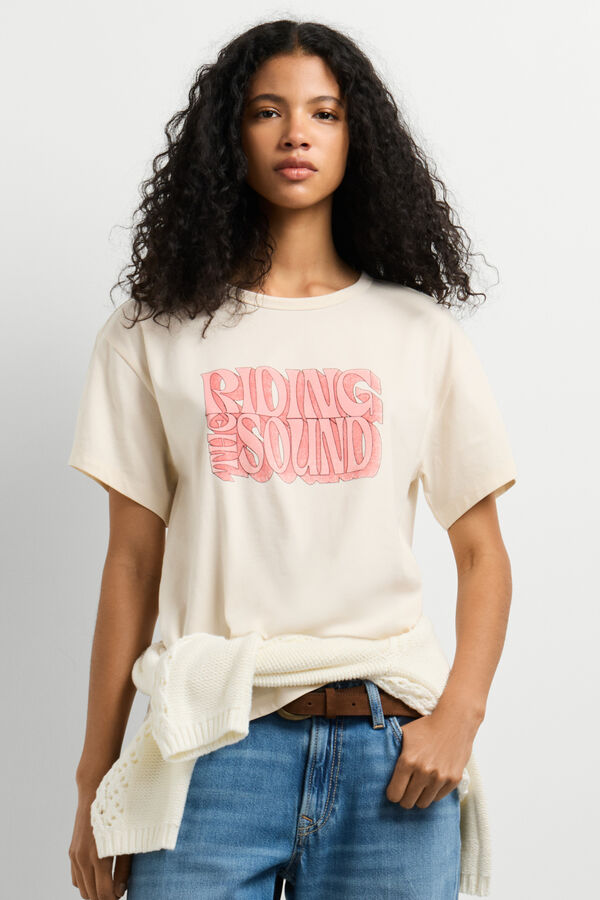 Pepe Jeans T-shirt de manga curta com estampado gr&aacute;fico bege