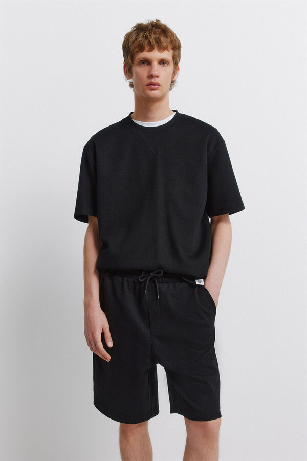 Springfield Bermude od vafl tkanja Crna