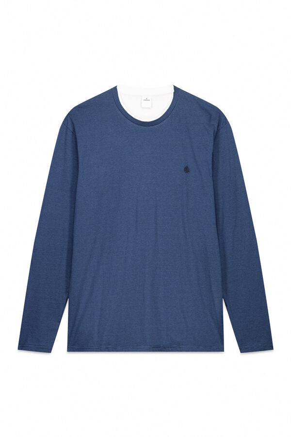 Springfield Majica dugi rukav sa dvostrukim mikroprugama Plava