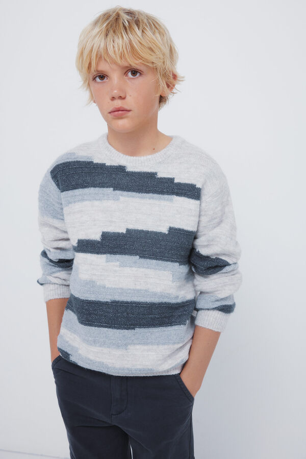 Springfield Kids Džemper sa geometrijskim figurama za dečake Plava