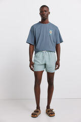 Springfield Kupaći kostim sa geometrijskim printom i džepom sa rajsfer&scaron;lusom Plava