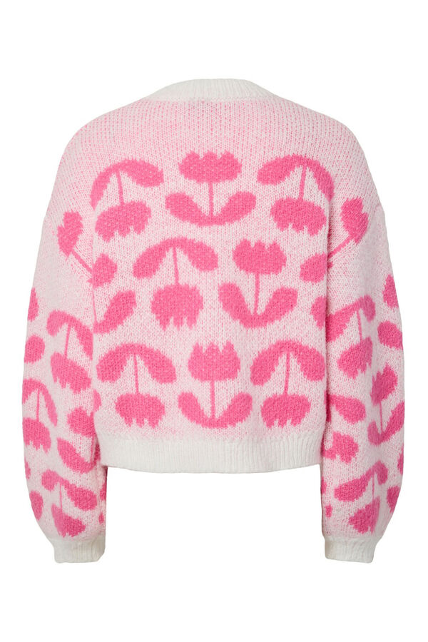 Pieces Jersey estampado floral cuello redondo blanco