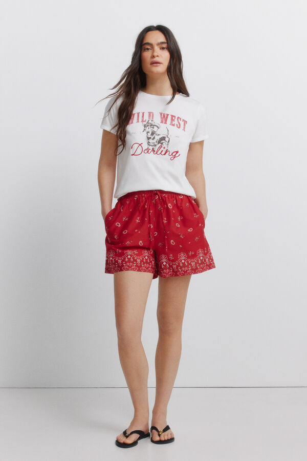 Springfield Majica kratkih rukava od pamuka "cowgirl" Bež