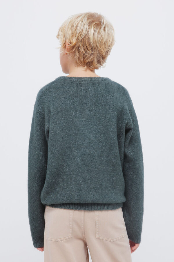 Springfield Kids Kaki džemper sa dijamantskim džemper za dečake Zelena