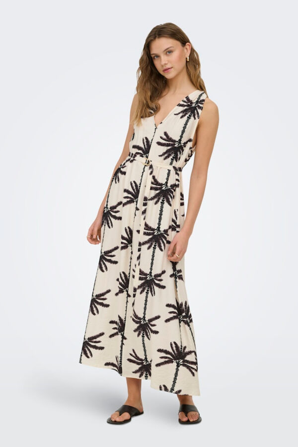 Only Vestido largo cuello en V blanco