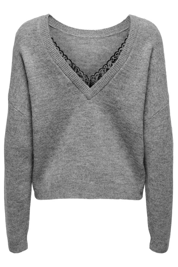 Only Jersey reversible detalle encaje gris