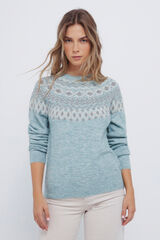 Springfield Džemper sa žakard bordurom Zelena