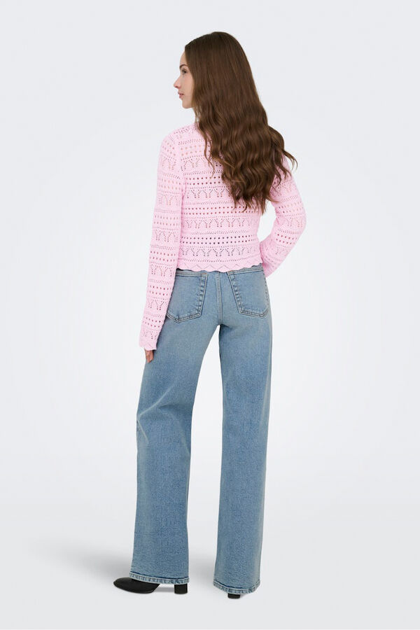 Only Jersey calado cropped rosa