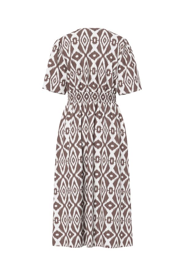 Pieces Vestido midi de manga corta estampado blanco