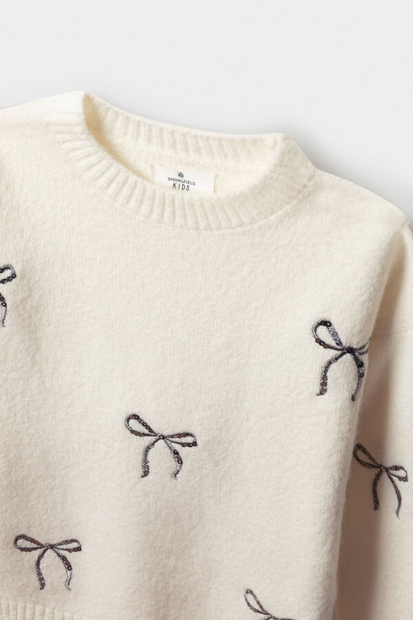 Springfield Kids Džemper sa ma&scaron;nom za devojčice Bež