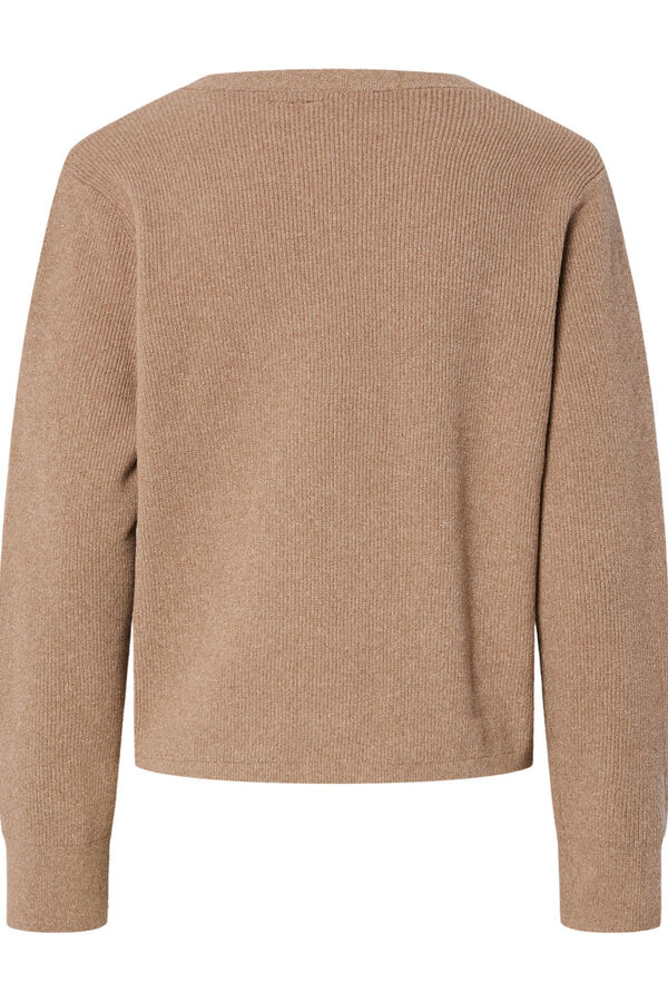 Pieces Cardigan b&aacute;sico com bico cinzento