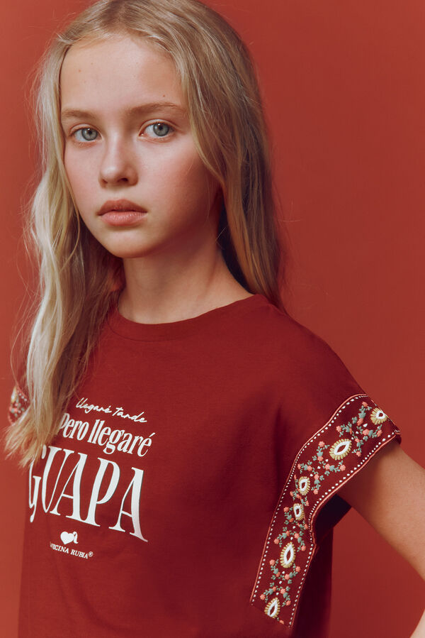 Springfield Kids Camiseta "Llegar&eacute; tarde, pero llegar&eacute; guapa" naranja