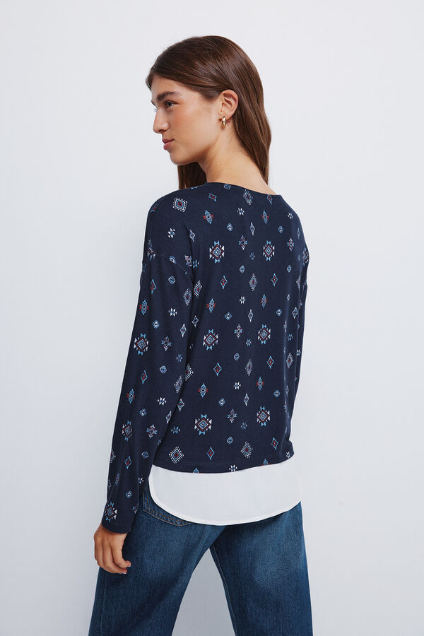 Springfield Majica sa kombinovanim &scaron;tampom  Plava