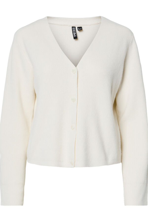 Pieces C&aacute;rdigan pico b&aacute;sico blanco