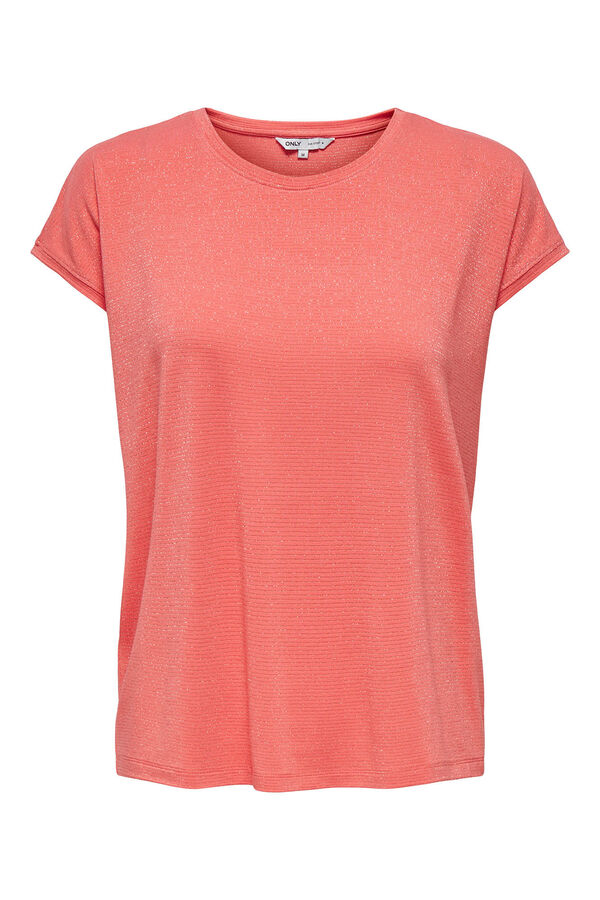 Only Camiseta regular fit glitter rosa