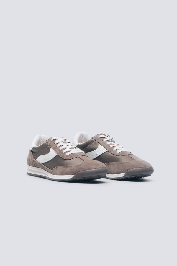 Springfield Zapatilla piel estilo retro marrón