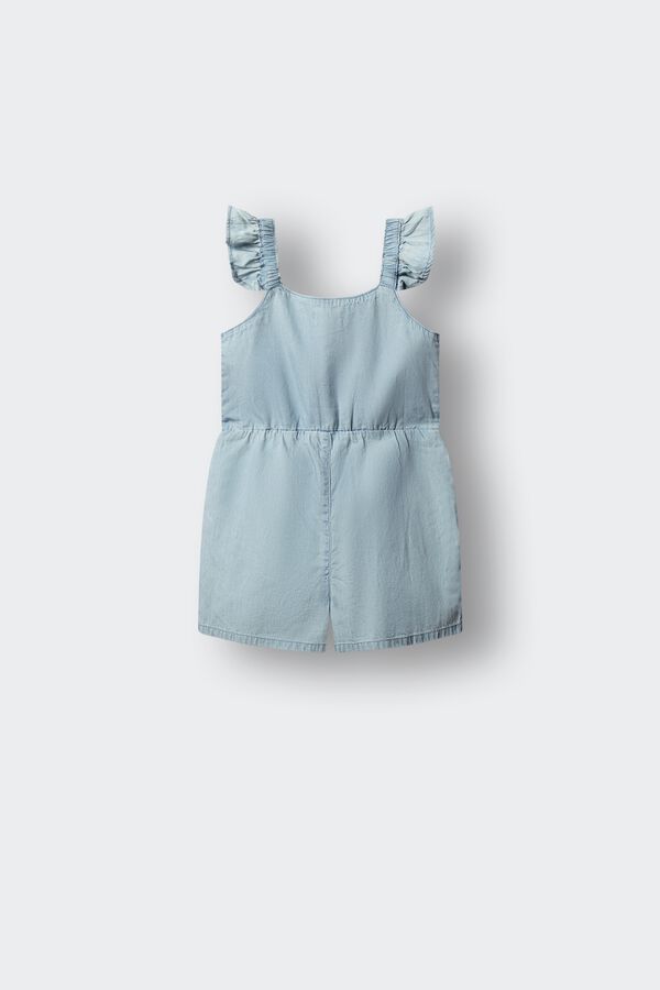 Springfield Kids Jardineiras curtas em denim leve para menina azul