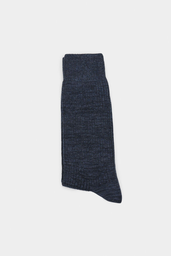 Springfield Zweifarbig strukturierte Baumwollsocke Blau