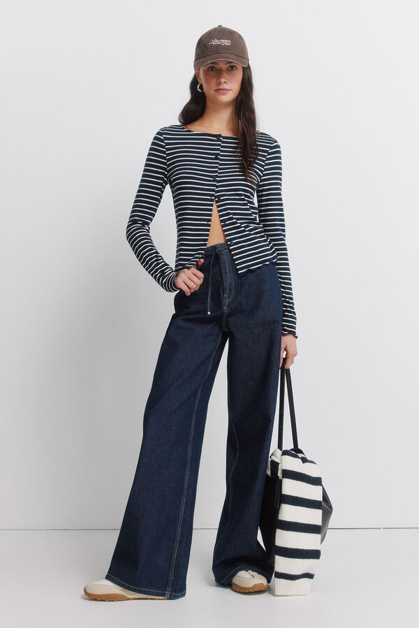 Springfield Majica na pruge sa dugmićima Plava