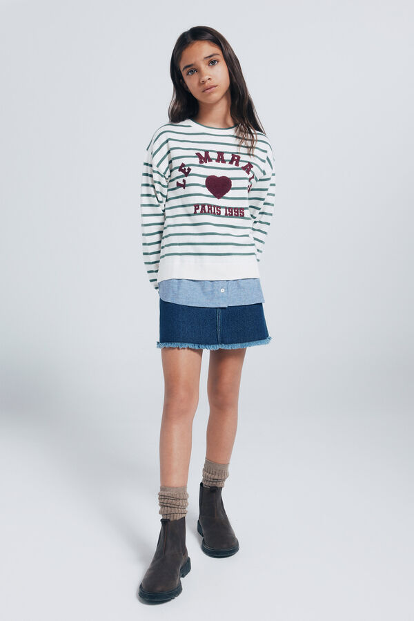 Springfield Kids Devojački džemper u obliku srca &bdquo;Le Marais&ldquo; Zelena