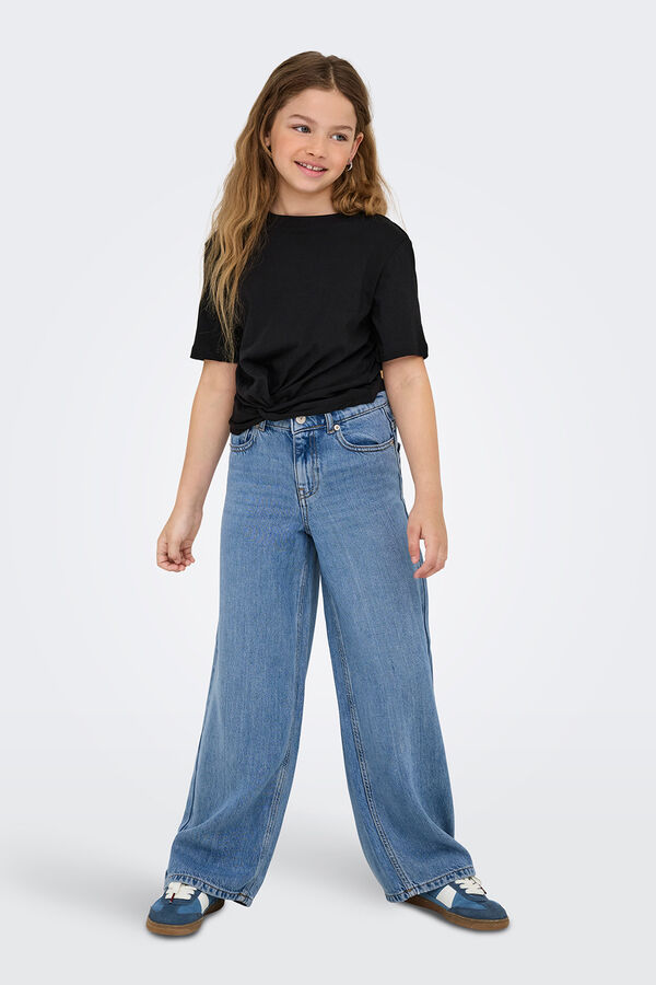 Only Girls Top de manga corta con nudo negro