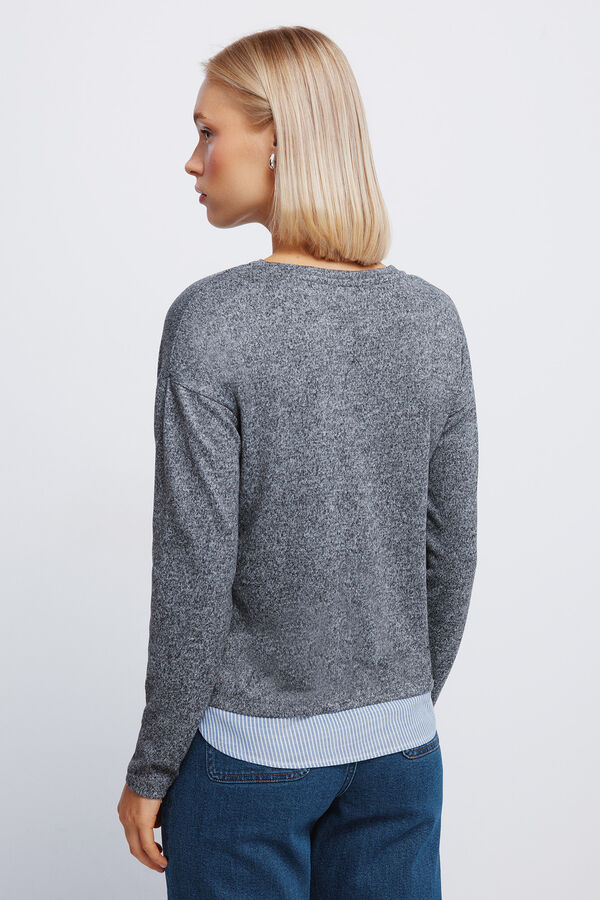 Springfield Kombinovana majica sa bočnim dugmići Siva