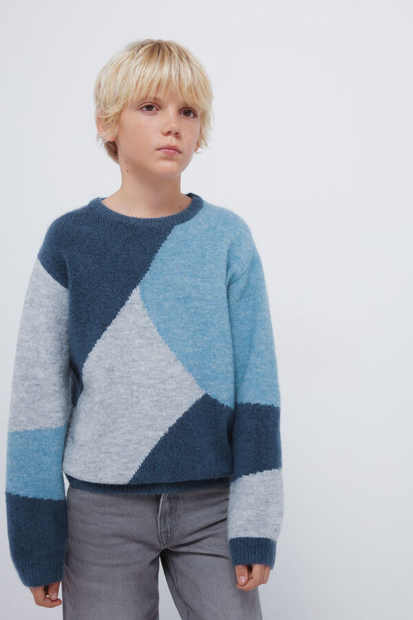 Springfield Kids Džemper sa geometrijskim figurama za dečake Plava