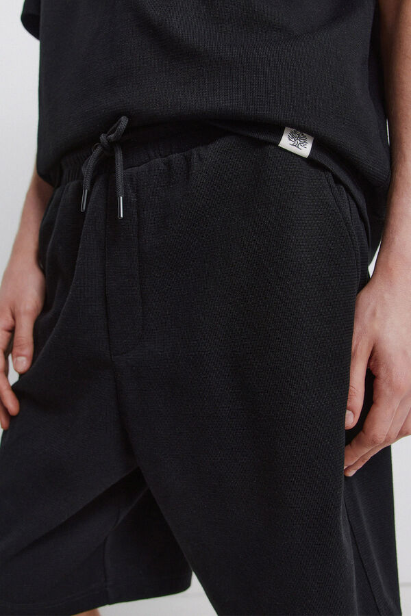 Springfield Bermude od vafl tkanja Crna