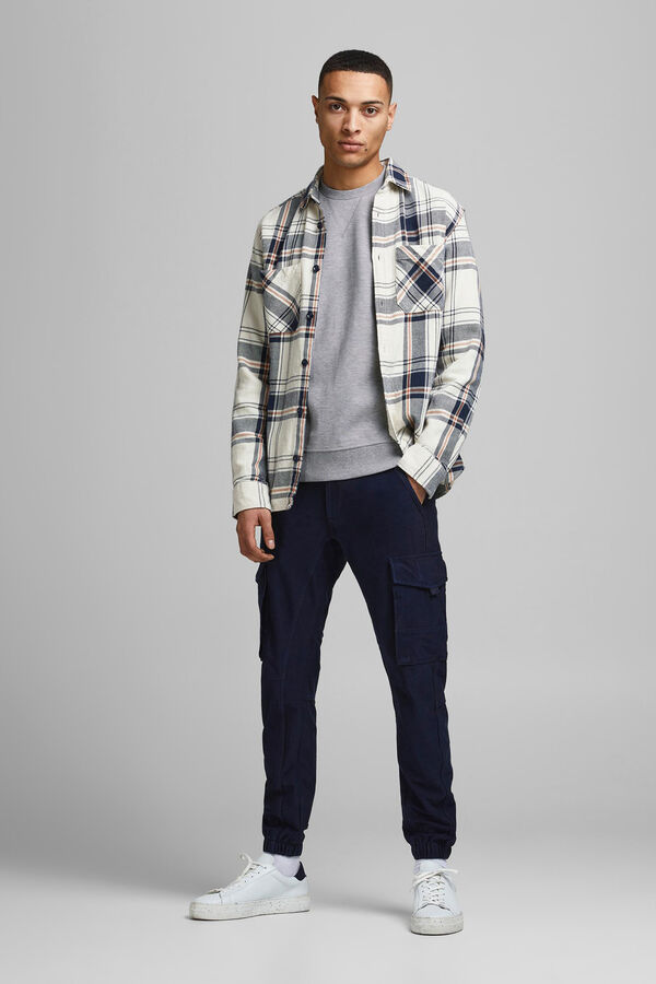 Jack & Jones Sudadera lisa algod&oacute;n gris